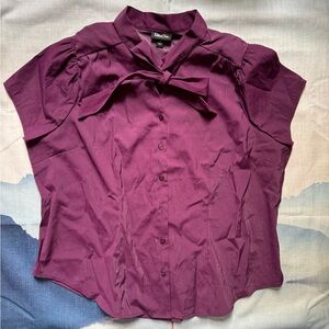 Retro Chic by Torrid, Shiny Purple Blouse - missing 1 button.  Size 1
